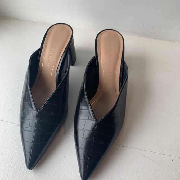Zara Trafaluc Croc Embossed Point Toe Mule - Picture 7 of 7